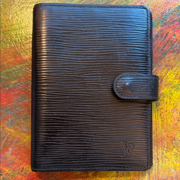 Louis Vuitton Black Epi Leather Organizer Notebook cover credit card/bill holder